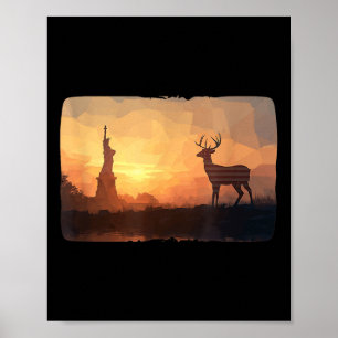 Amazing Symbolic Deer And Statue Of Liberty Costum Poster