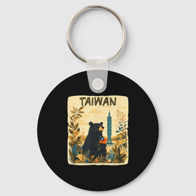 Amazing Taiwan Graphic In Nature With Cute Bear  Key Ring (Front)