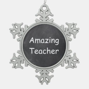 Amazing Teacher Chalkboard Design Gift Idea Snowflake Pewter Christmas Ornament