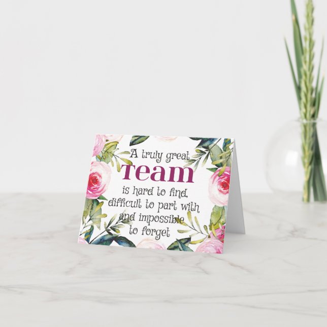 Amazing team work thank you quote office wall art card (Front)