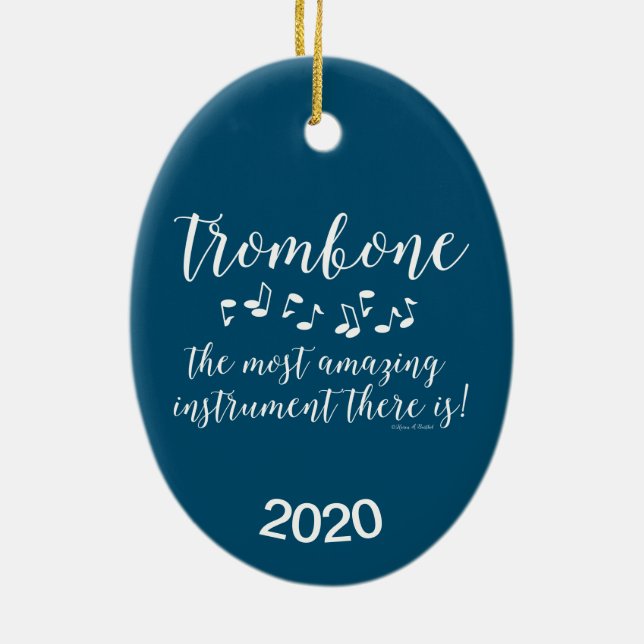 Amazing Trombone Ceramic Tree Decoration (Back)