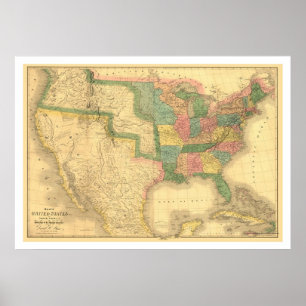 Amazing US America Map 1839 Poster