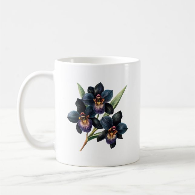 Amazing vintage classic black orchid coffee mug (Left)