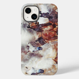 Amazing white and bay horses in a gallop Case-Mate iPhone 14 case