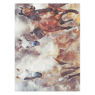 Amazing white and bay horses in a gallop tablecloth