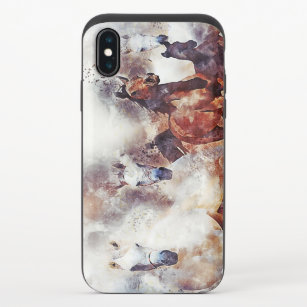 Amazing white and bay horses in a gallop iPhone XS slider case