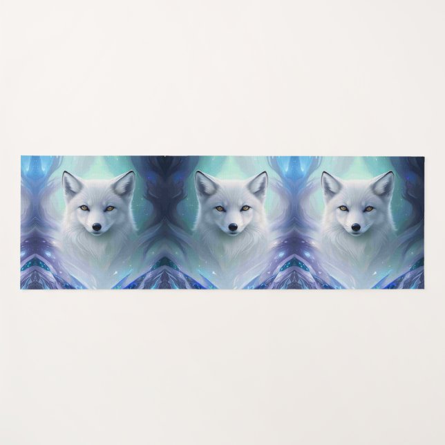 Amazing White Snow Fox on Icy Land Yoga Mat (Front (Horizontal))