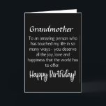 AMAZING WISHES FOR *GRANDMOTHER'S* BIRTHDAY CARD<br><div class="desc">LET ***YOUR GRANDMOTHER*** KNOW (LIKE YOU PROBABLY ALWAYS DO) HOW MUCH HE OR SHE MEANS TO YOU ON "HIS OR HER BIRTHDAY" THIS YEAR! AND,  THANK YOU SO MUCH FOR STOPPING BY ONE OF MY EIGHT STORES!!!!</div>