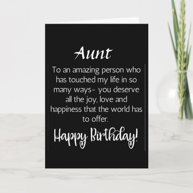 AMAZING WISHES FOR MY **AUNT'S** BIRTHDAY  CARD (Front)