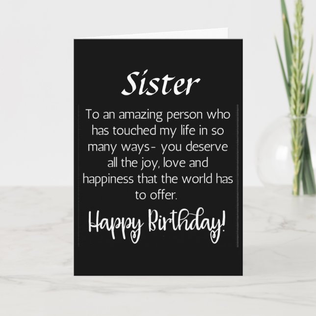 AMAZING WISHES FOR MY **SISTER'S** BIRTHDAY  CARD (Front)