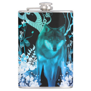 Amazing wolf hip flask