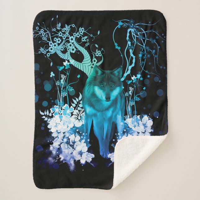 Amazing wolf sherpa blanket (Front)