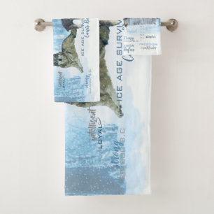 Amazing Wolves Typography Personalised Bath Towel Set