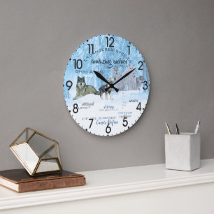 Amazing Wolves Typography   Personalised Large Clock