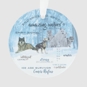 Amazing Wolves Typography   Personalised Ornament