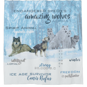 Amazing Wolves Typography   Personalised Shower Curtain