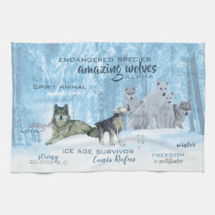Amazing Wolves Typography   Personalised Tea Towel