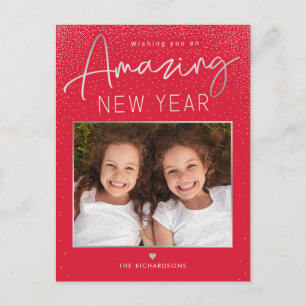 Amazing Year Modern Happy New Year Photo Postcard