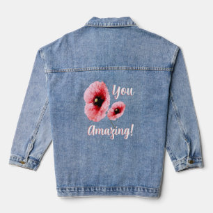 Amazing You Red Floral Women's Denim Jacket