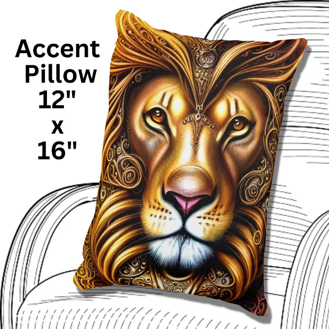 Amazingly Beautiful Golden Lion   Decorative Cushion (Creator Uploaded)