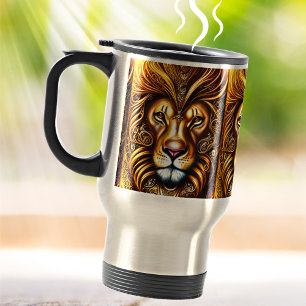 Amazingly Beautiful Golden Lion Travel Mug