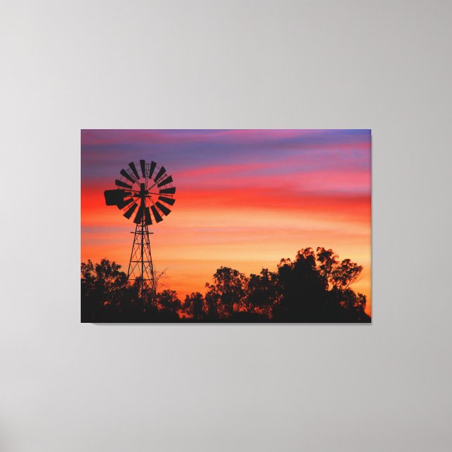 Amazingly Colourful Dawn Sunrise Windmill Canvas Print (Front)