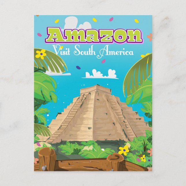 Amazon, Brazil cartoon travel poster. Postcard (Front)