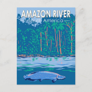 Amazon River South America Travel Art Vintage Postcard