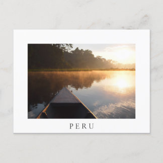 Amazon sunrise, Peru white text postcard