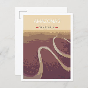 Amazonas Venezuela Art Vintage Travel Illustration Postcard