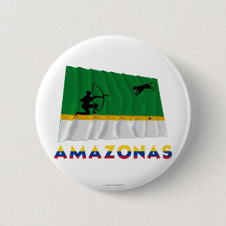 Amazonas Waving Flag with Name 6 Cm Round Badge