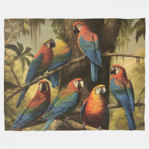 Amazonian Macaw Sanctuary Deep Verdant Wilderness Fleece Blanket