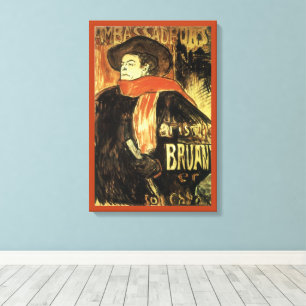 Ambassadeurs, Aristide Bruant by Toulouse Lautrec Canvas Print