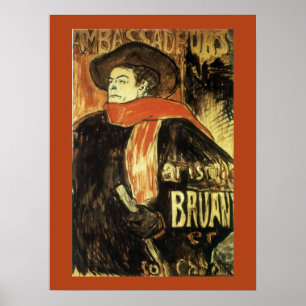 Ambassadeurs, Aristide Bruant by Toulouse Lautrec Poster