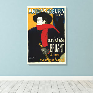 Ambassadeurs, Artistide Bruant by Toulouse Lautrec Canvas Print