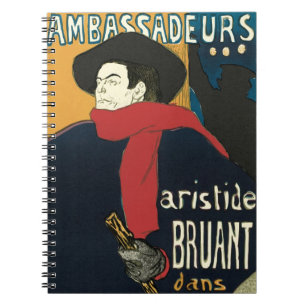 Ambassadeurs, Artistide Bruant by Toulouse Lautrec Notebook