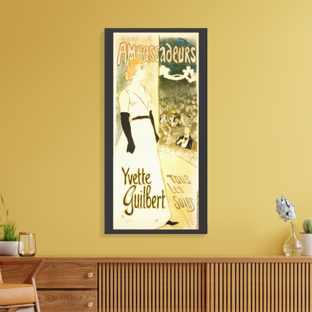 Ambassadeurs Yvette Guilbert by Theophile Steinlen Canvas Print (Insitu(LivingRoom))