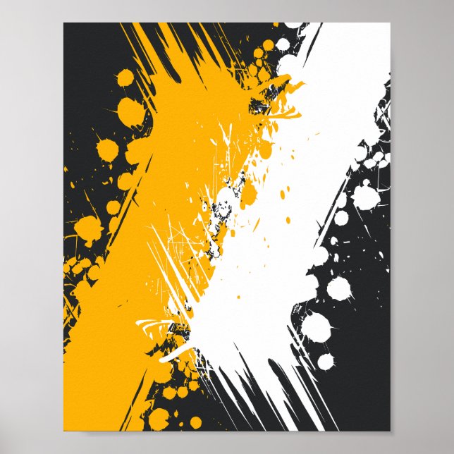 Amber and White Abstract Paint Splash  Poster (Front)