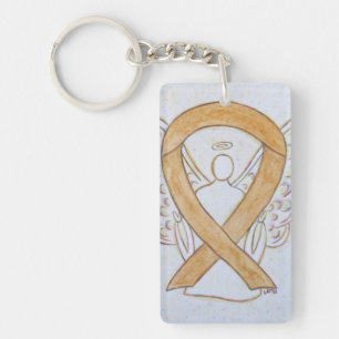 Amber Awareness Ribbon Angel Key chain