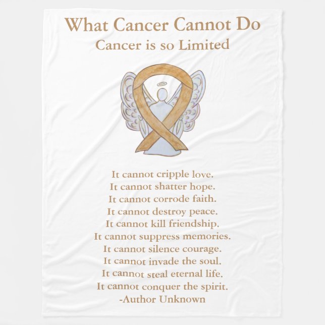Amber Awareness Ribbon Cancer Angel Chemo Blanket (Front)