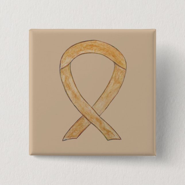 Amber Awareness Ribbon Custom Art Pins (Front)