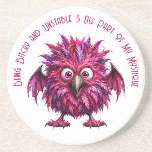 Amber - Big-Eyed Feathered Menace Coaster