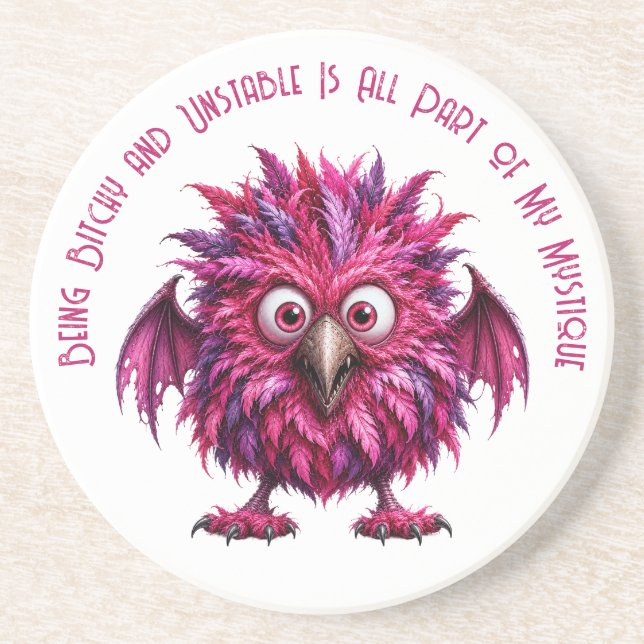 Amber - Big-Eyed Feathered Menace  Coaster (Front)