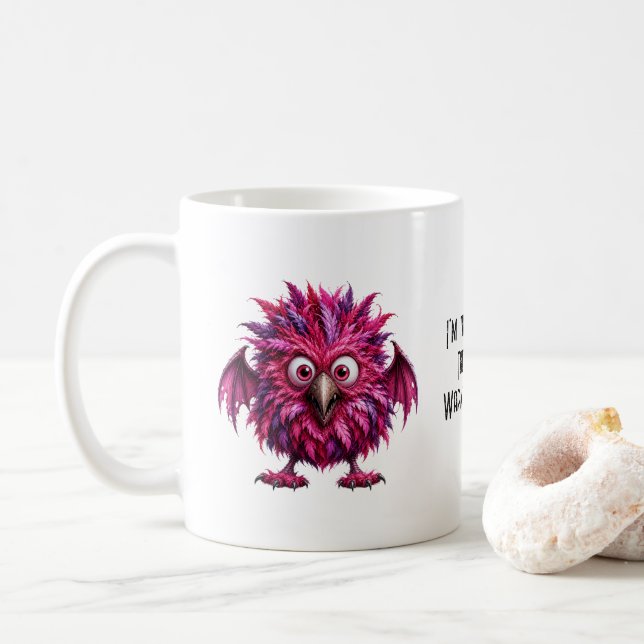 Amber - Big-Eyed Feathered Menace  Coffee Mug (With Donut)