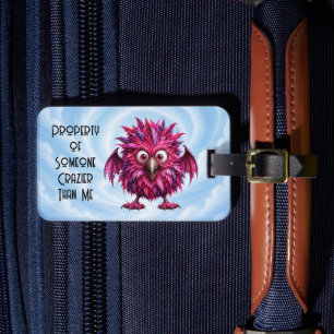 Amber - Big-Eyed Feathered Whimsical Monster Luggage Tag