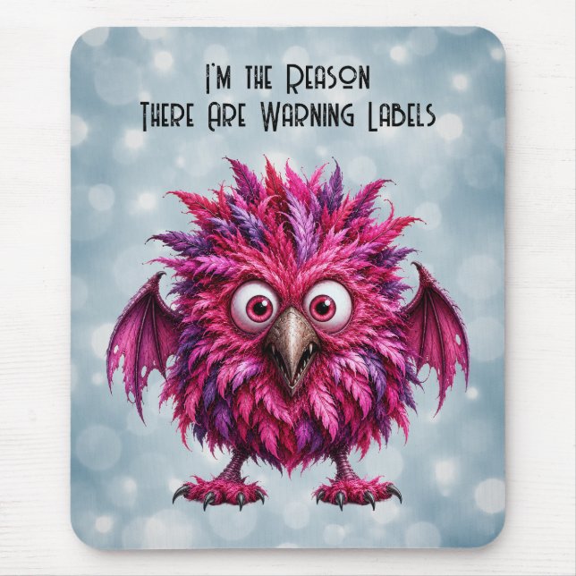 Amber - Big-Eyed Feathered Whimsical Monster  Mouse Pad (Front)