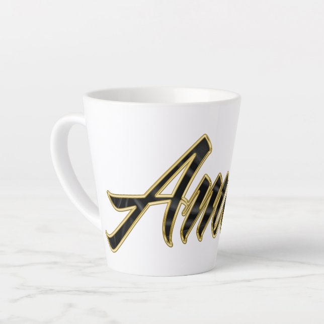 Amber black gold lettering Latte Mug (Left Angle)