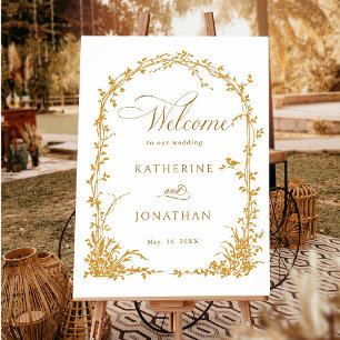 Amber Botanical Arch Garden Wedding Welcome  Poster