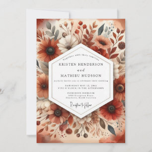 Amber Botanical Autumn Romance Wedding Invitation