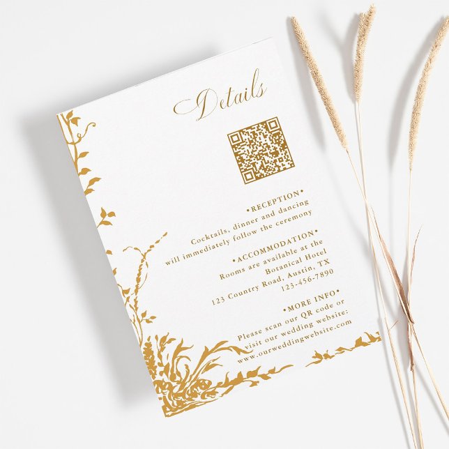 Amber Botanical Wedding QR Code Details  Enclosure Card (Creator Uploaded)